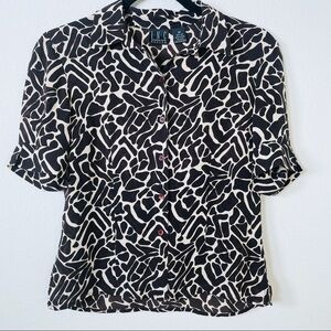 INC International Concepts Silk Animal Print Button Blouse Sz 4 Petite